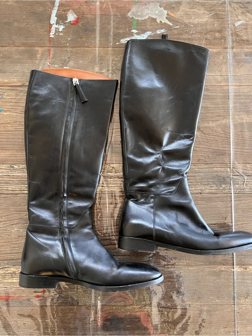 Giorgio Armani Black Leather Boot Sole with Branded Heel